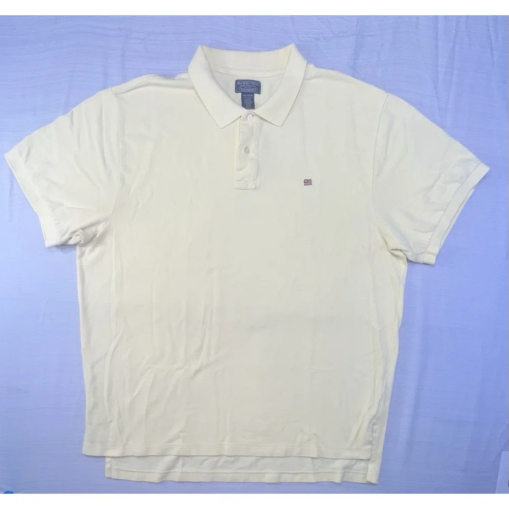 Polo Jeans Co Ralph Lauren Polo Shirt Mens XXL Flag Yellow Short Sleeve Collared